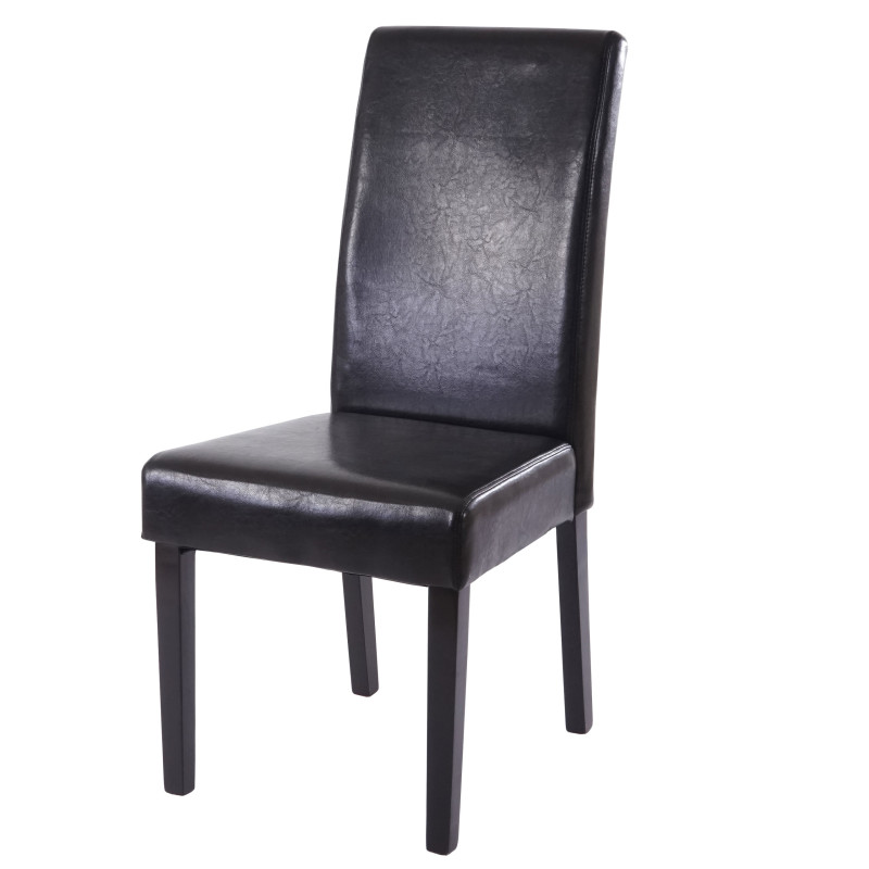 2x chaise de salle à manger T378 XL, fauteuil, similicuir - noir, pieds foncés