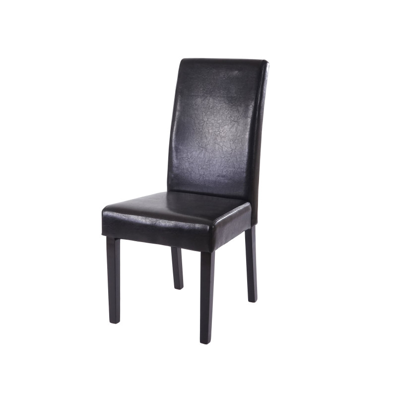 6x chaise de salle à manger T378 XL, fauteuil, similicuir - noir, pieds foncés