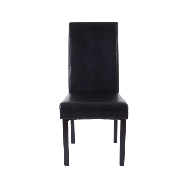 6x chaise de salle à manger T378 XL, fauteuil, similicuir - noir, pieds foncés