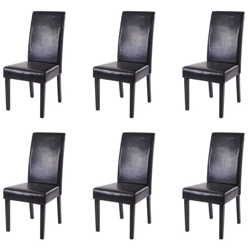 6x chaise de salle à manger T378 XL, fauteuil, similicuir - noir, pieds foncés