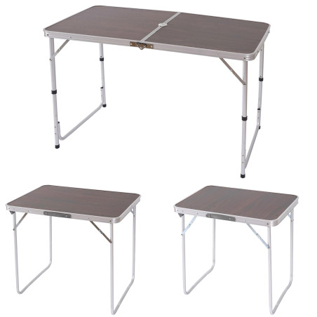 Table de camping T367, table de jardin pliable, coffre - 68x120x60cm avec trou pour parasol