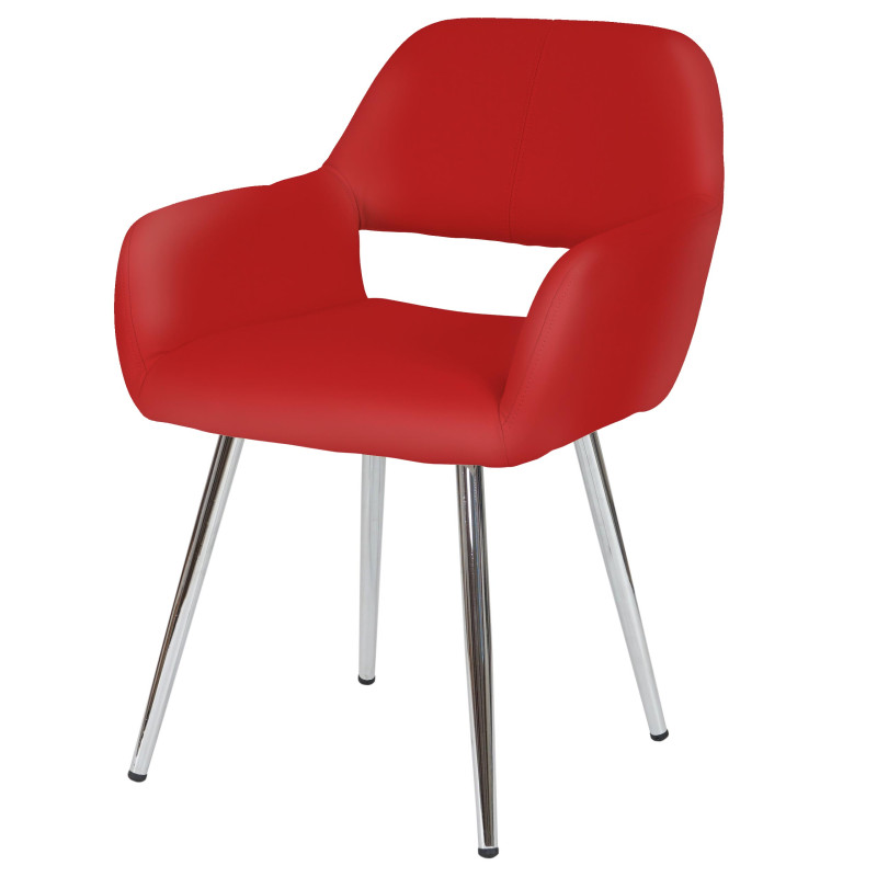 6x chaise de salle à manger Altena II, fauteuil, design rétro - similicuir, rouge