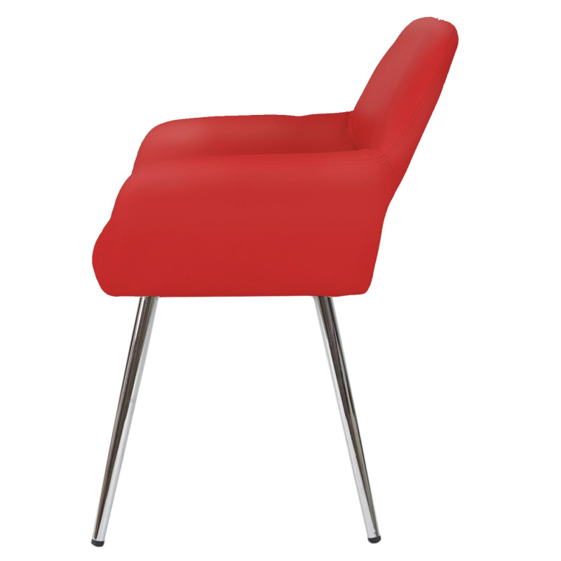 6x chaise de salle à manger Altena II, fauteuil, design rétro - similicuir, rouge