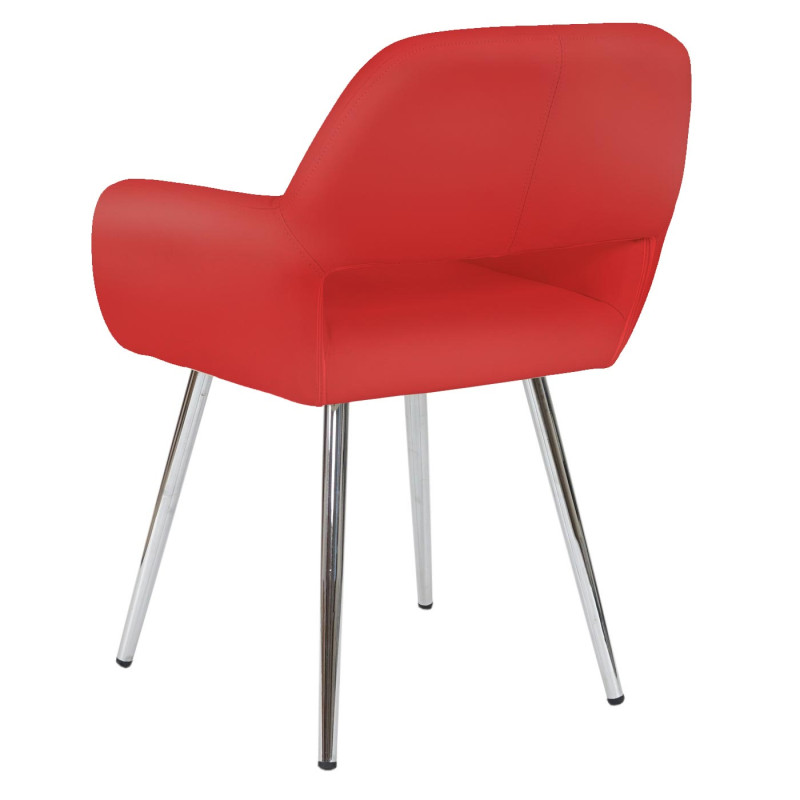 6x chaise de salle à manger Altena II, fauteuil, design rétro - similicuir, rouge