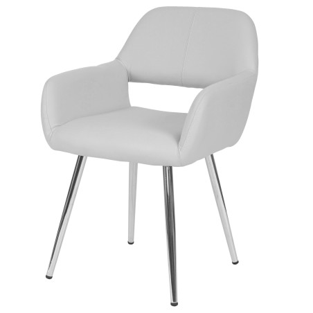 6x chaise de salle à manger Altena II, fauteuil, design rétro - similicuir, blanc