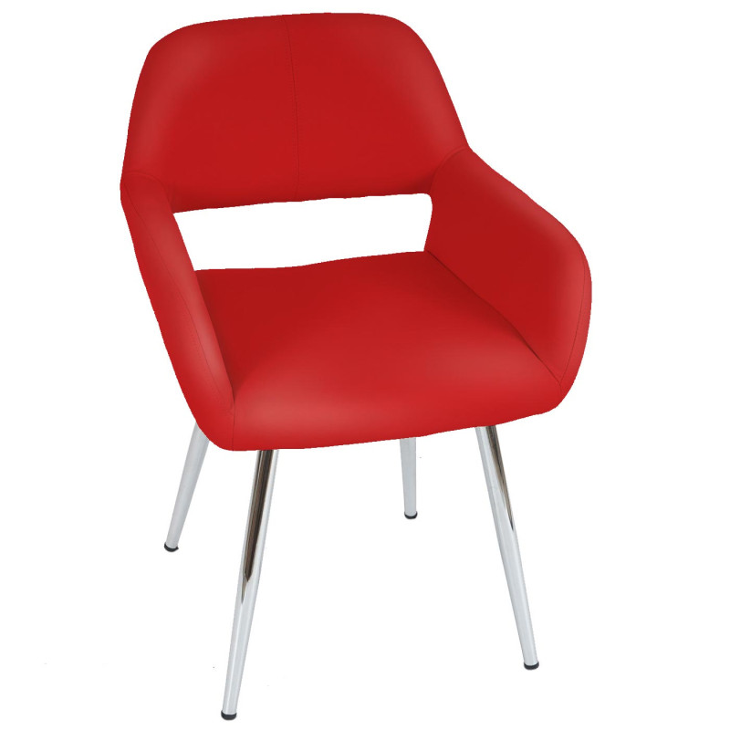 6x chaise de salle à manger Altena II, fauteuil, design rétro - similicuir, rouge