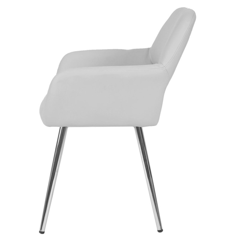 6x chaise de salle à manger Altena II, fauteuil, design rétro - similicuir, blanc