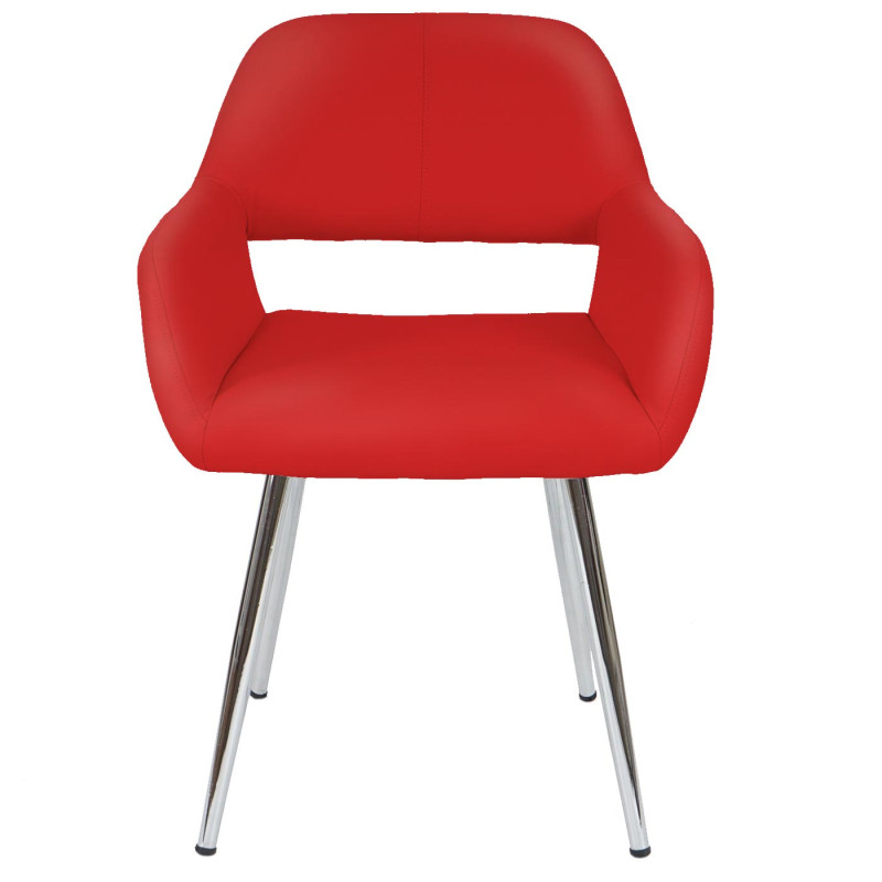 Chaise de salle à manger Altena II, fauteuil, design rétro - similicuir, rouge