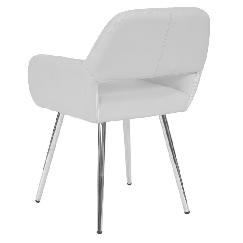 6x chaise de salle à manger Altena II, fauteuil, design rétro - similicuir, blanc