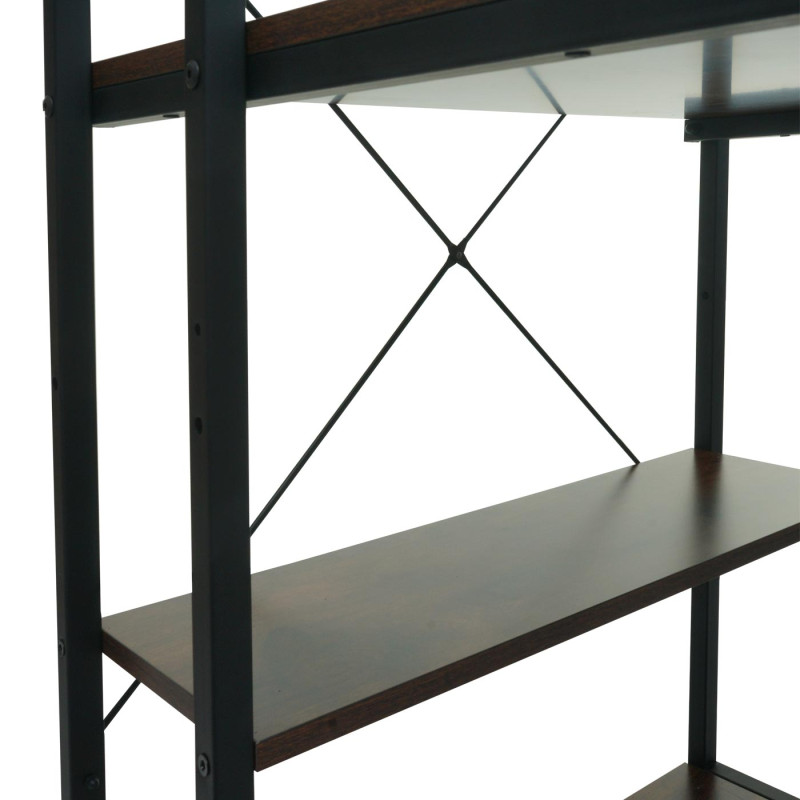 Bureau avec étagère table d'ordinateur portable table de travail, 100x60cm métal MDF - brun