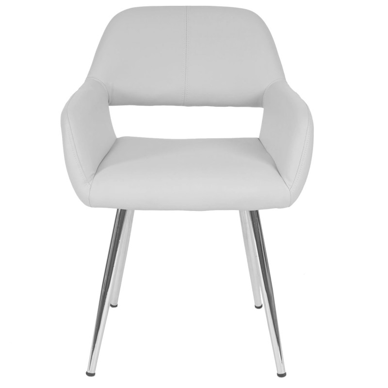 6x chaise de salle à manger Altena II, fauteuil, design rétro - similicuir, blanc