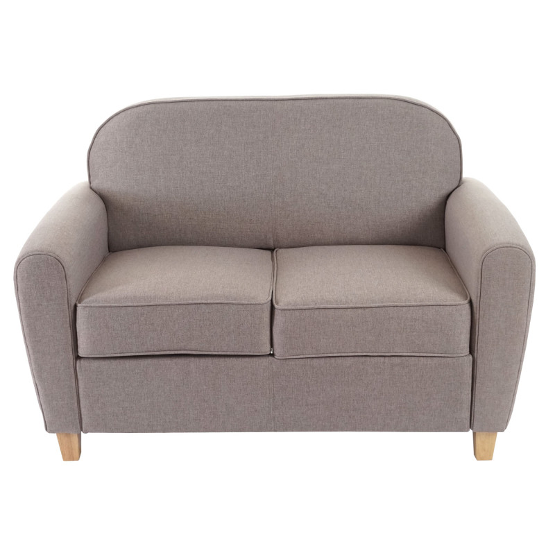 Canapé à 2 places Malmö T377, canapé lounge, style rétro des années 50 - gris, tissu