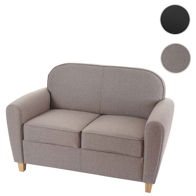 Canapé à 2 places Malmö T377, canapé lounge, style rétro des années 50 - gris, tissu