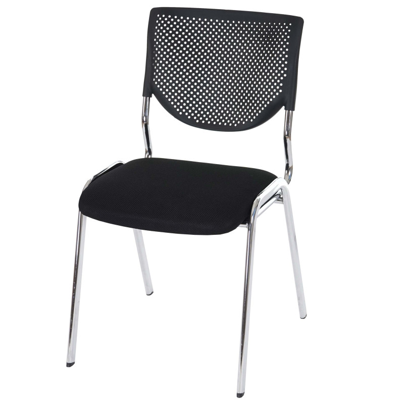 Lot de 4 chaises de conférence / visiteur T401, empilable - siège noir, pieds chromés