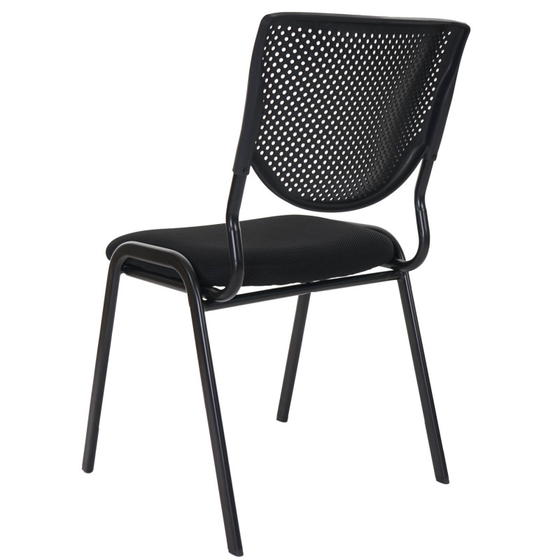 Lot de 4 chaises de conférence / visiteur T401, empilable  siège noir, pieds noirs