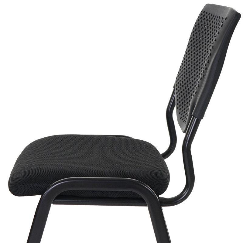 Lot de 4 chaises de conférence / visiteur T401, empilable  siège noir, pieds noirs