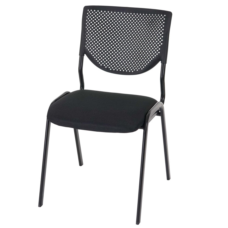 Lot de 4 chaises de conférence / visiteur T401, empilable  siège noir, pieds noirs