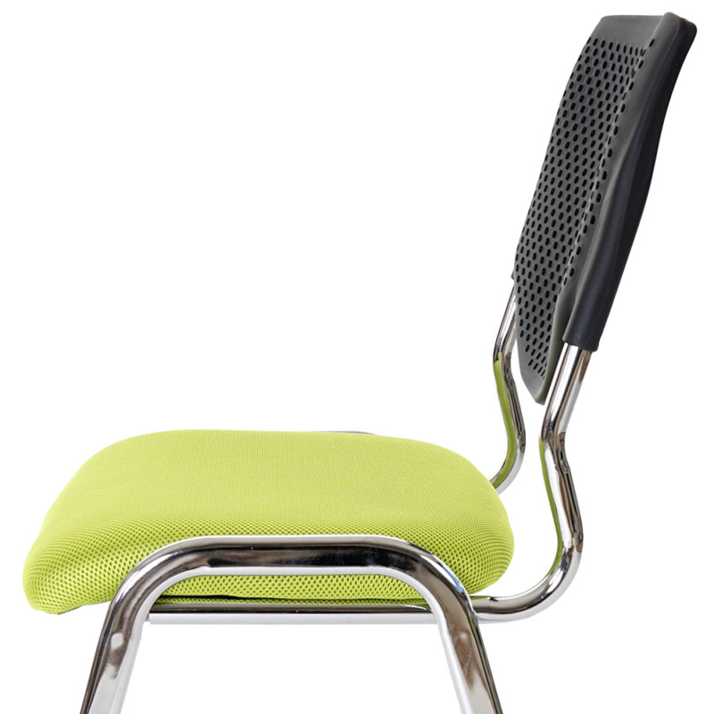 Lot de 4 chaises de conférence / visiteur T401, empilable - siège vert, pieds chromés