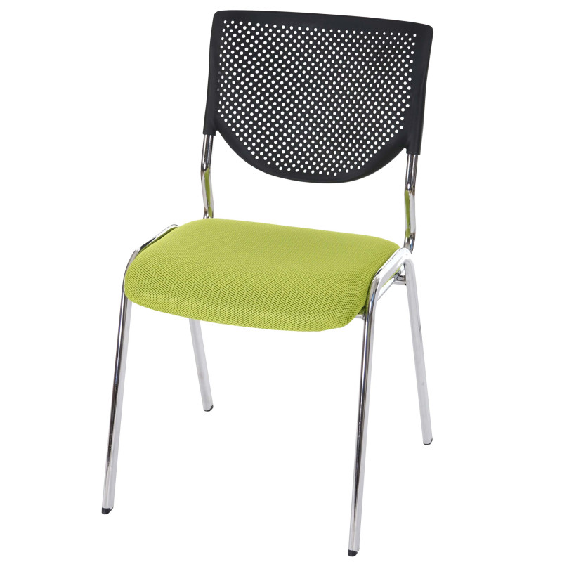 Lot de 4 chaises de conférence / visiteur T401, empilable - siège vert, pieds chromés