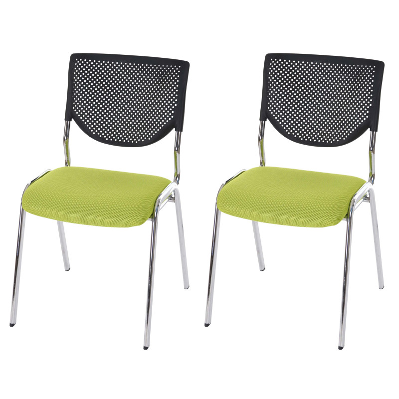 Lot de 2 chaises de conférence / visiteur T401, empilable - siège vert, pieds chromés