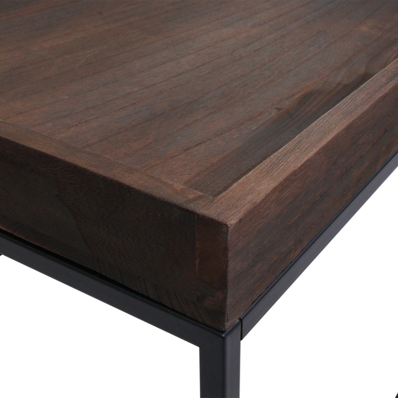Table basse table basse table d'appoint, bois massif métal 46x110x60cm - brun foncé