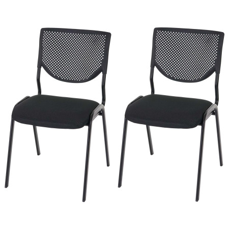 Lot de 2 chaises de conférence / visiteur T401, empilable  siège noir, pieds noirs