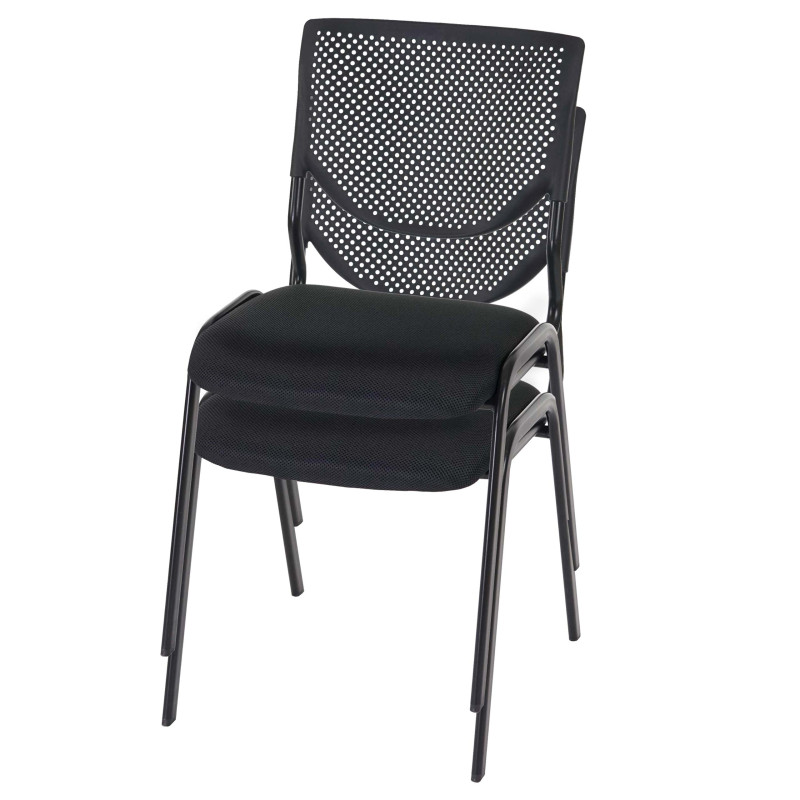 Lot de 2 chaises de conférence / visiteur T401, empilable  siège noir, pieds noirs