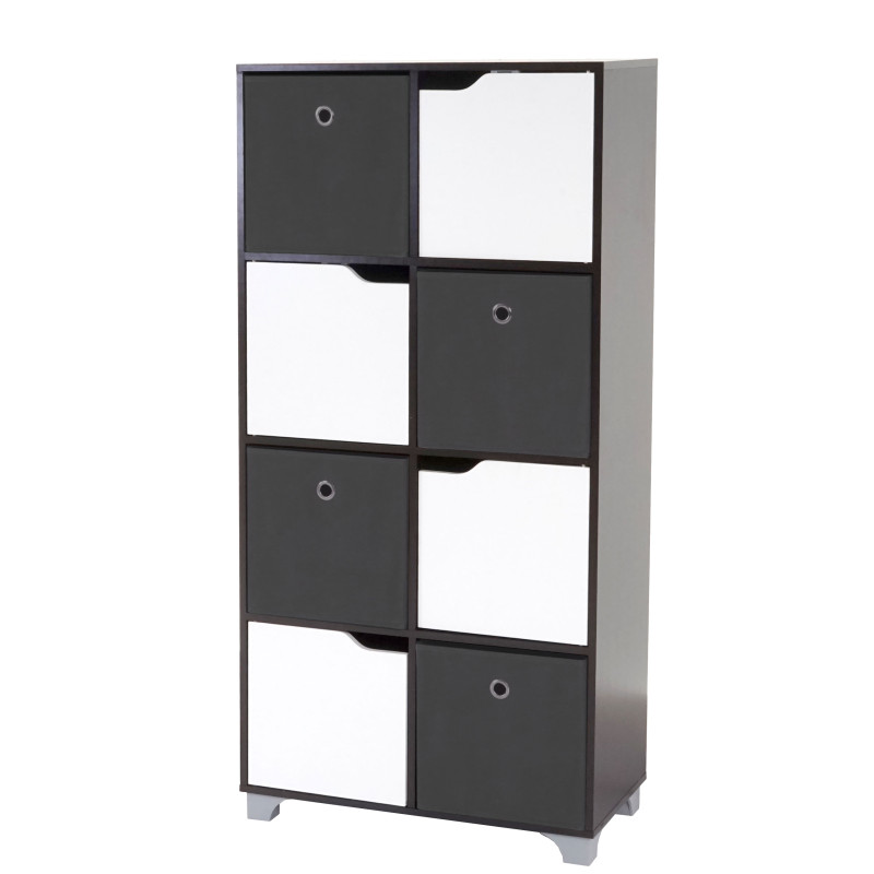 Armoire T365, étagère indépendante en bois, noisette, avec 4 boîtes pliables - anthracite