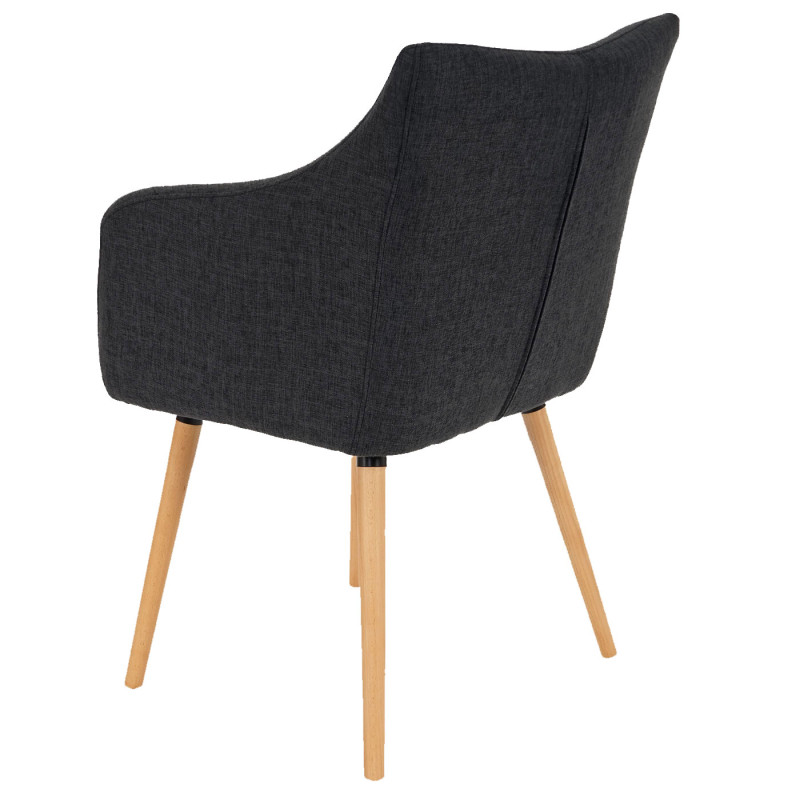 6 x chaise de séjour / salle à manger Malmö T382 / style rétro des années 50 / tissu, gris foncé