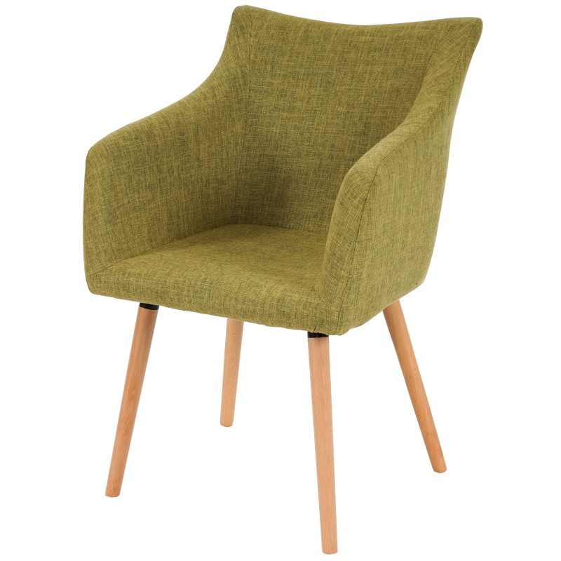 6x chaise de séjour / salle à manger Malmö T382, style rétro des années 50 - tissu, vert clair