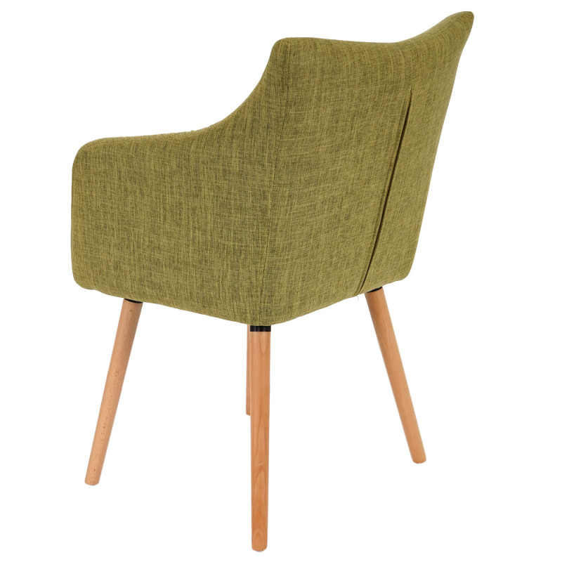 6x chaise de séjour / salle à manger Malmö T382, style rétro des années 50 - tissu, vert clair