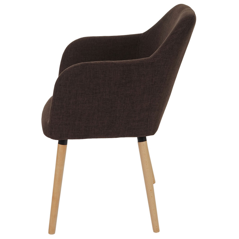 6x chaise de séjour / salle à manger Malmö T381, style rétro des années 50 - tissu, marron