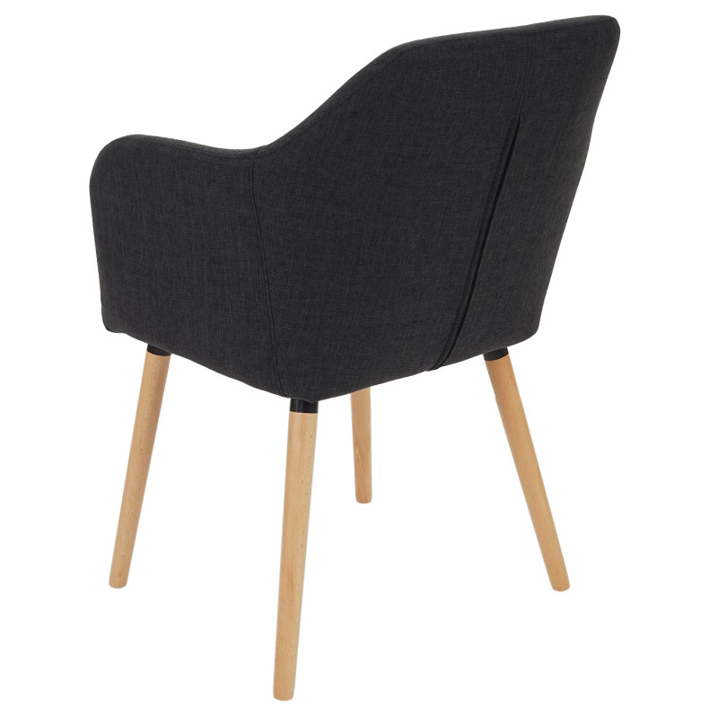 6x chaise de séjour / salle à manger Malmö T381, style rétro des années 50 - tissu, gris foncé