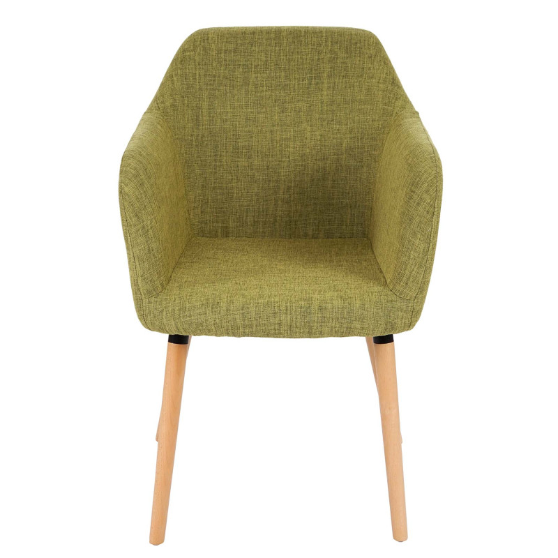 6x chaise de séjour / salle à manger Malmö T381, style rétro des années 50 - tissu, vert clair