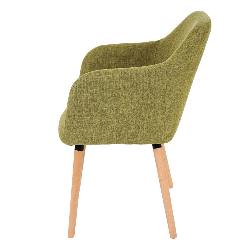 6x chaise de séjour / salle à manger Malmö T381, style rétro des années 50 - tissu, vert clair