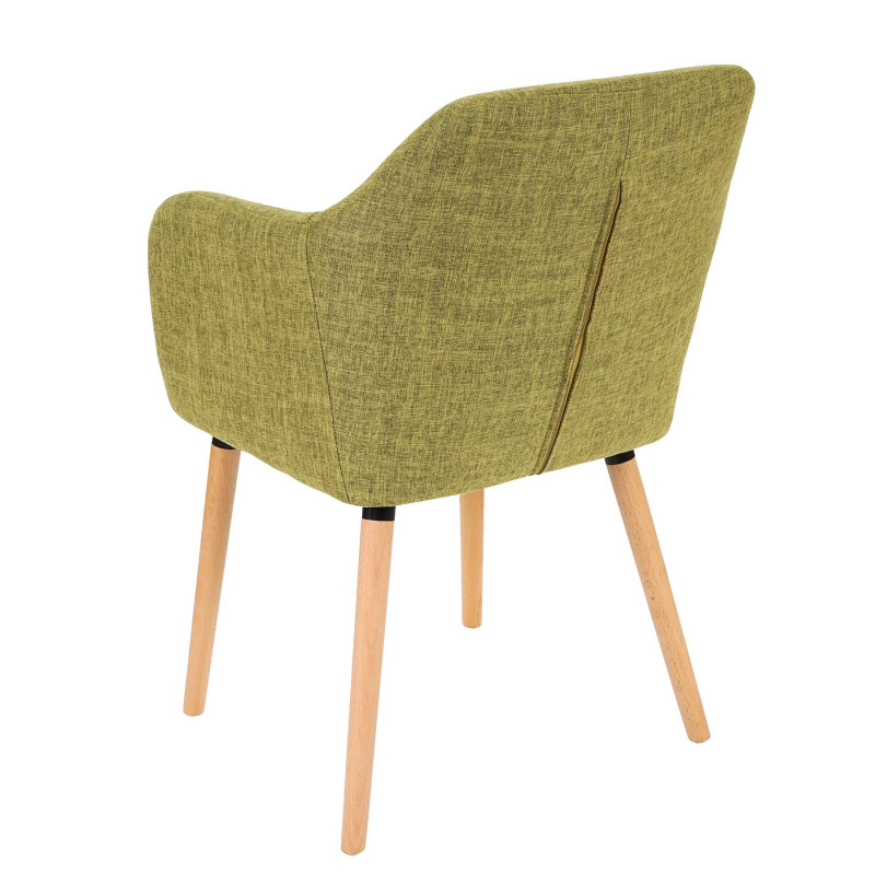 6x chaise de séjour / salle à manger Malmö T381, style rétro des années 50 - tissu, vert clair