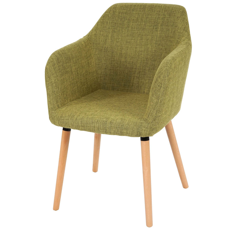 6x chaise de séjour / salle à manger Malmö T381, style rétro des années 50 - tissu, vert clair