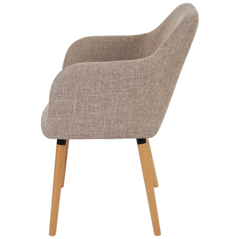 6x chaise de séjour / salle à manger Malmö T381, style rétro des années 50 - tissu, crème/gris