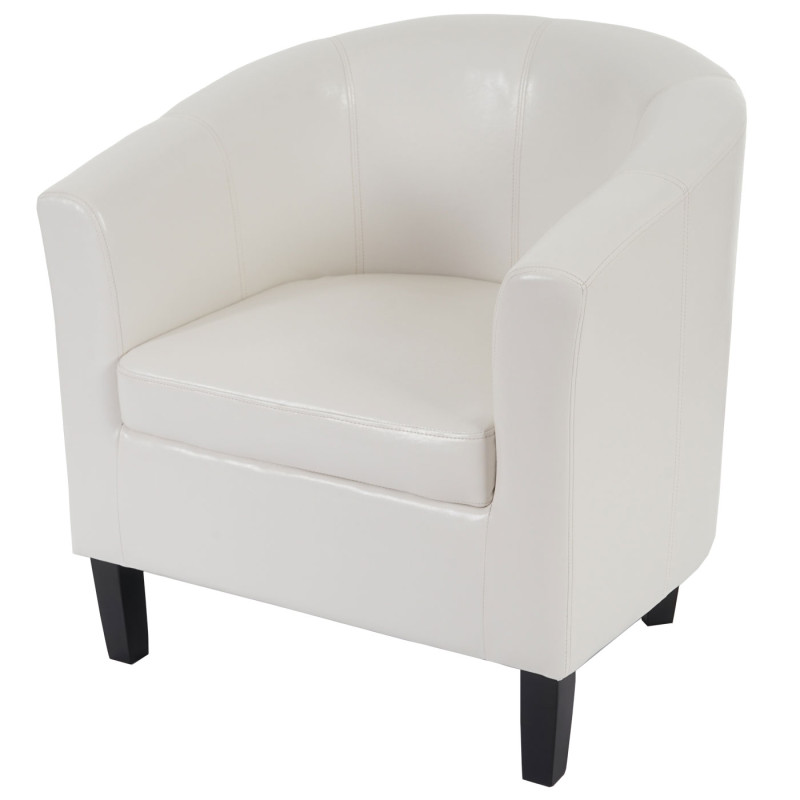 Fauteuil Newport T379, fauteuil de salon / club, similicuir - blanc