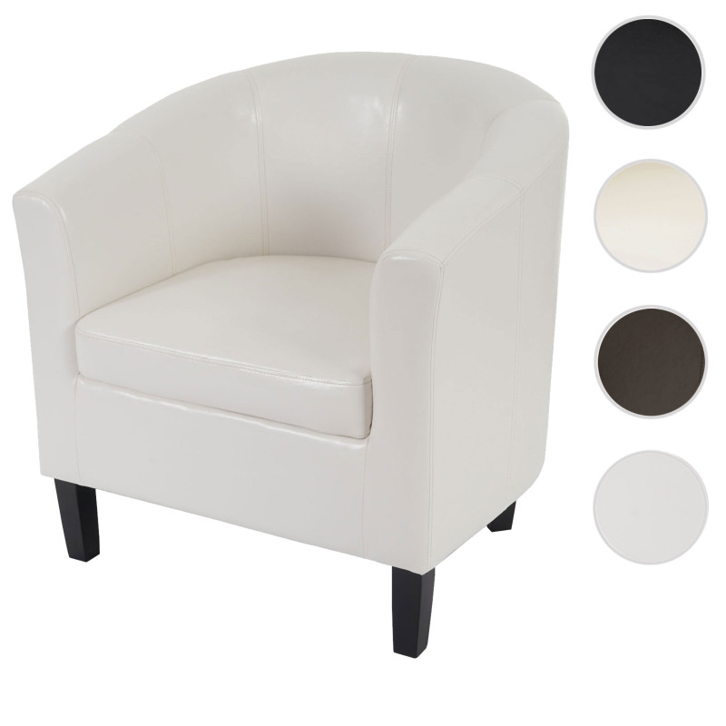 Fauteuil Newport T379, fauteuil de salon / club, similicuir - blanc