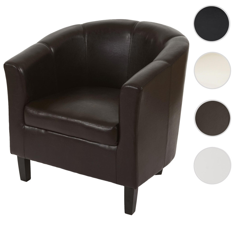 Fauteuil Newport T379, fauteuil de salon / club, similicuir - marron