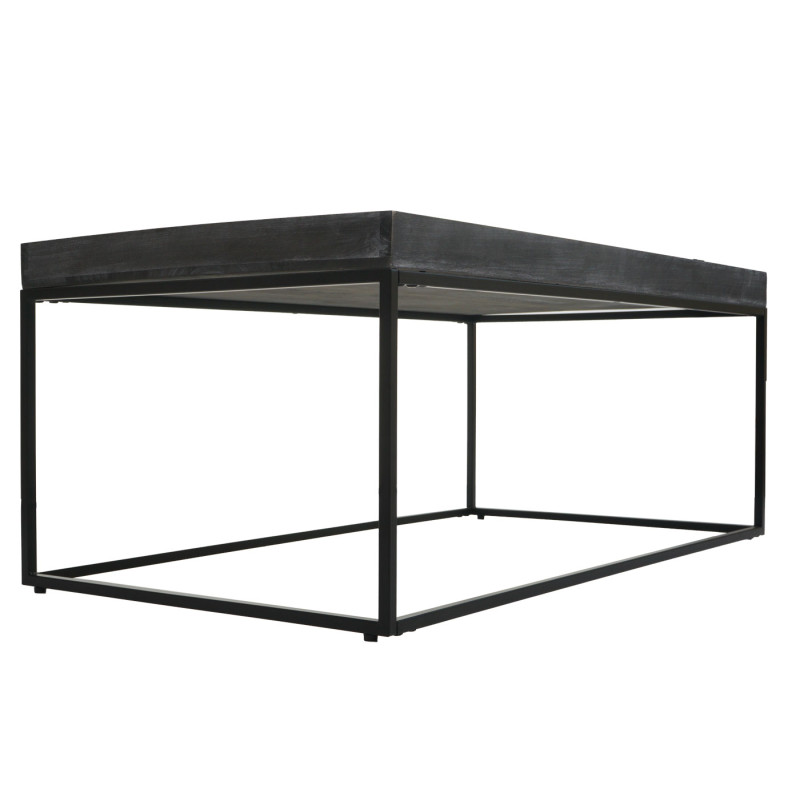 Table basse table basse table d'appoint, bois massif métal 46x110x60cm - gris foncé