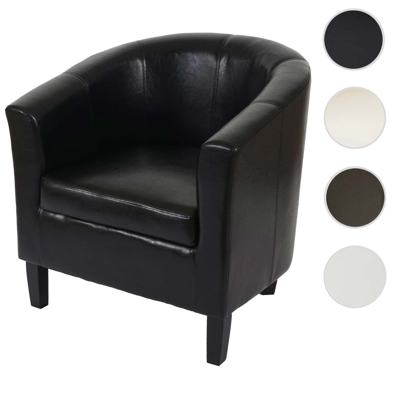 Fauteuil Newport T379, fauteuil de salon / club, similicuir - noir