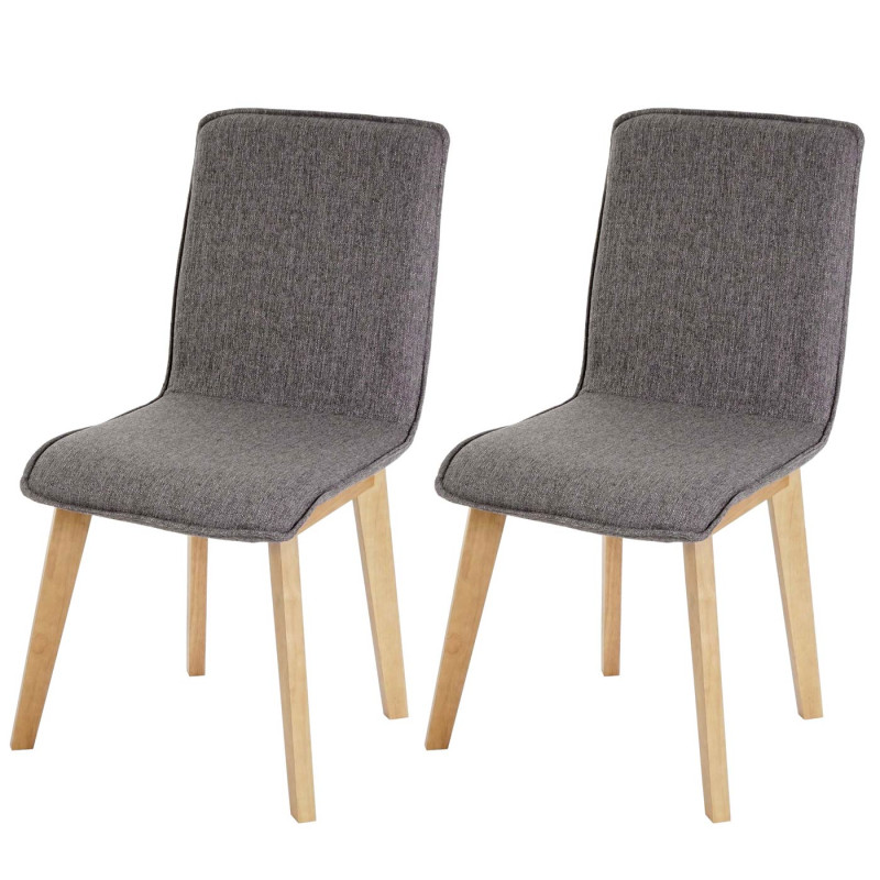 Lot de 2 chaises de séjour Zadar, tissu gris, style retro des années 50 - avec couture