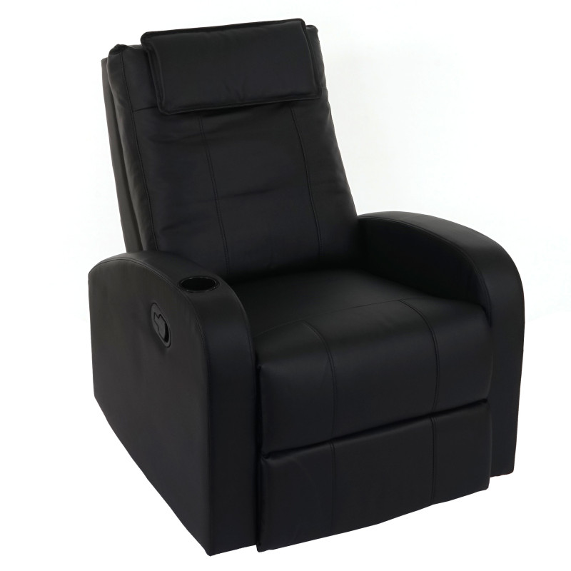 Fauteuil de télévision Durham, fauteuil relax, chaise longue, similicuir - noir