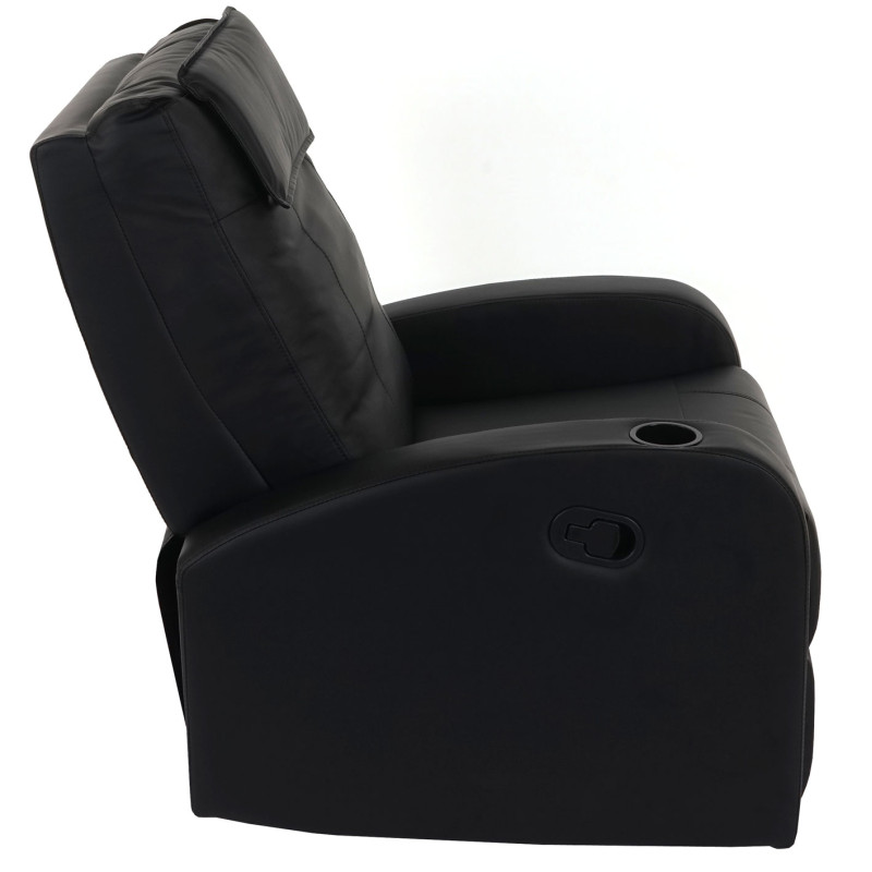 Fauteuil de télévision Durham, fauteuil relax, chaise longue, similicuir - noir