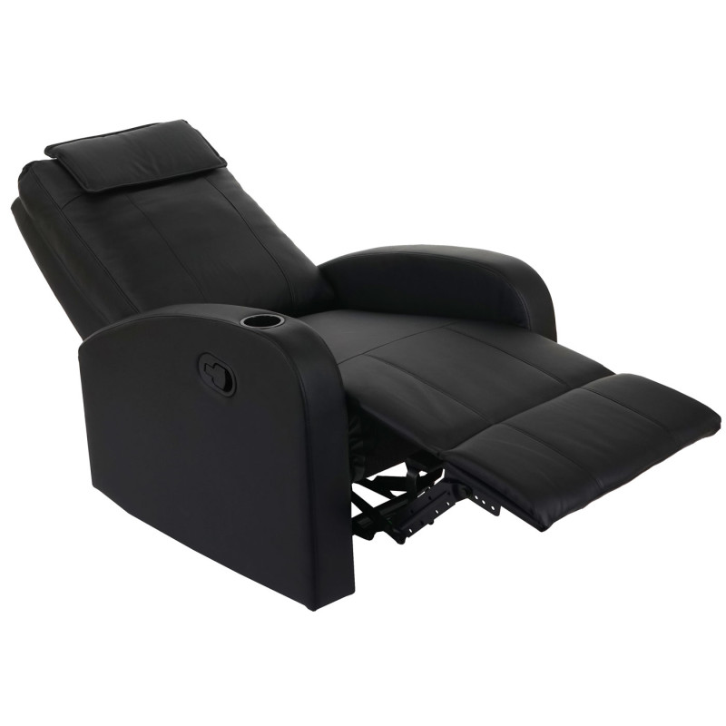 Fauteuil de télévision Durham, fauteuil relax, chaise longue, similicuir - noir