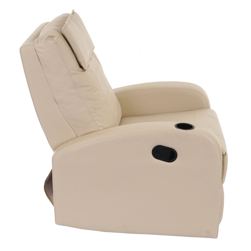 Fauteuil de télévision Durham, fauteuil relax, chaise longue, similicuir - crème