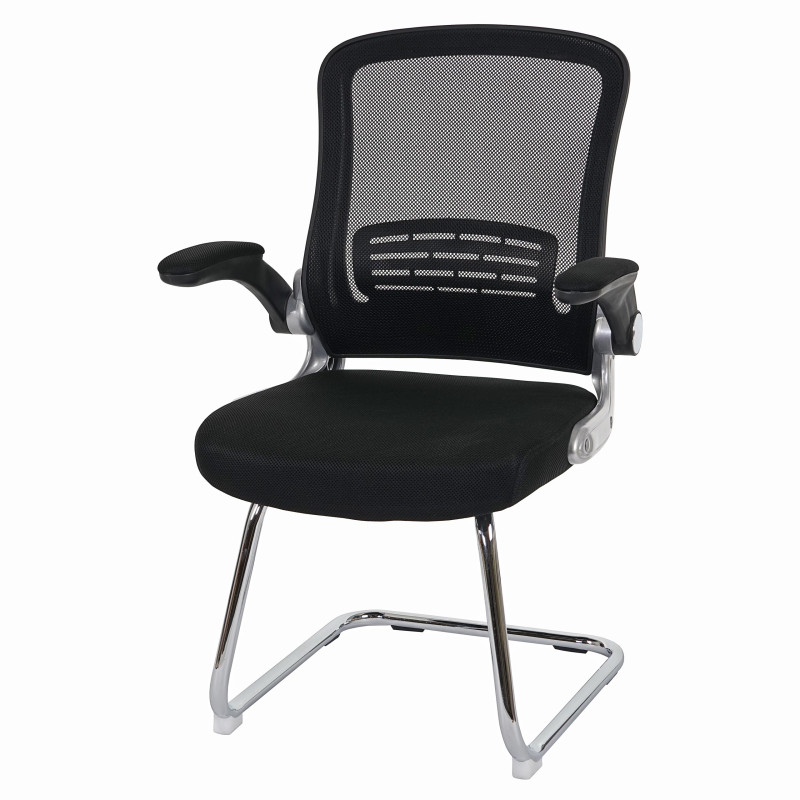 2x chaise de conférence, chaise visiteurs Almere, tissu, noir
