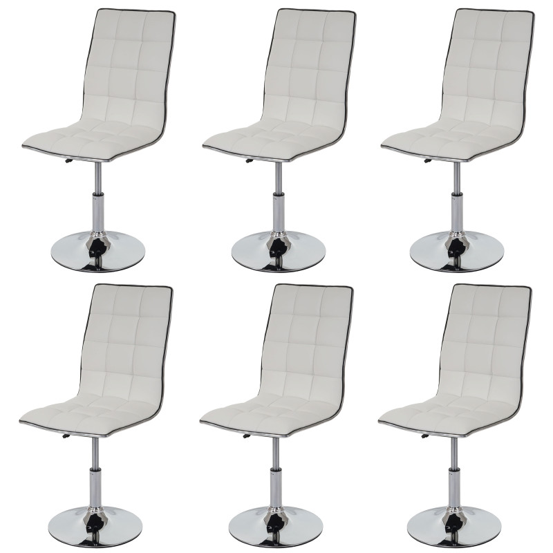 6x chaise de salle à manger fauteuil, similicuir - blanc